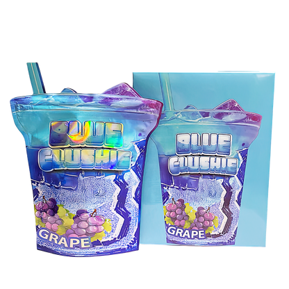 (25 Count) Decorative Zip Foil Pouches with Matching Boxes (4"x 5") Blue Slush Style Graphic