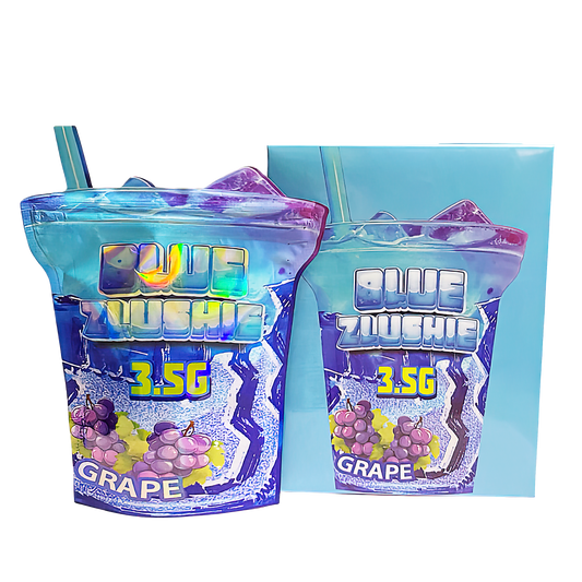 3.5g Shaped Mylar Storage Bag with Box - Blue Zlushie (25 Storage Bags+25Boxes)