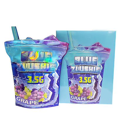 3.5g Shaped Mylar Storage Bag with Box - Blue Zlushie (25 Storage Bags+25Boxes)