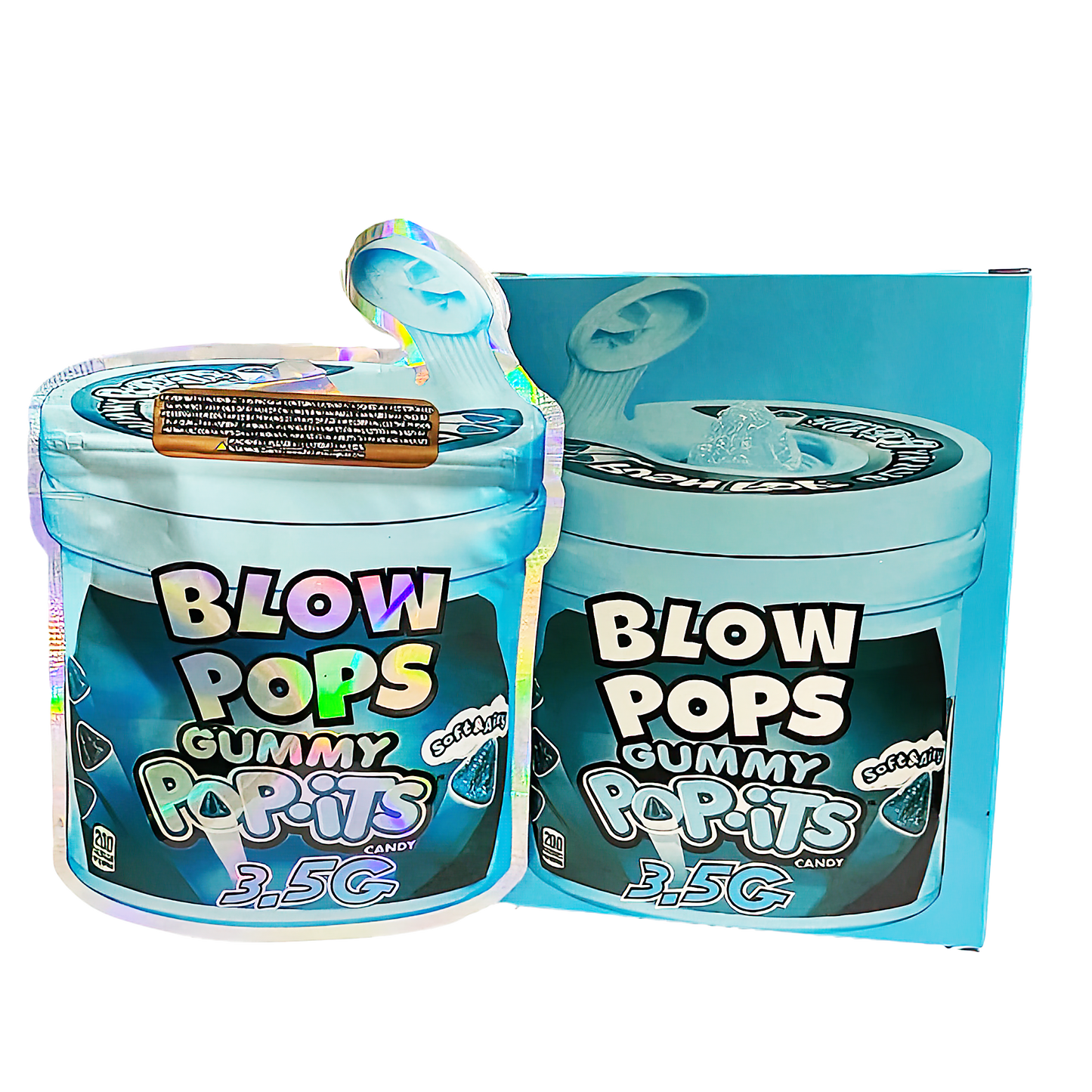 3.5g Shaped Mylar Storage Bag with Box - Blow Pops Gummy Popits (25 Storage Bags+25Boxes)