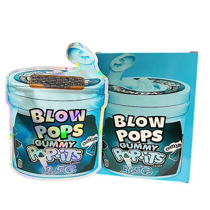 3.5g Shaped Mylar Storage Bag with Box - Blow Pops Gummy Popits (25 Storage Bags+25Boxes)