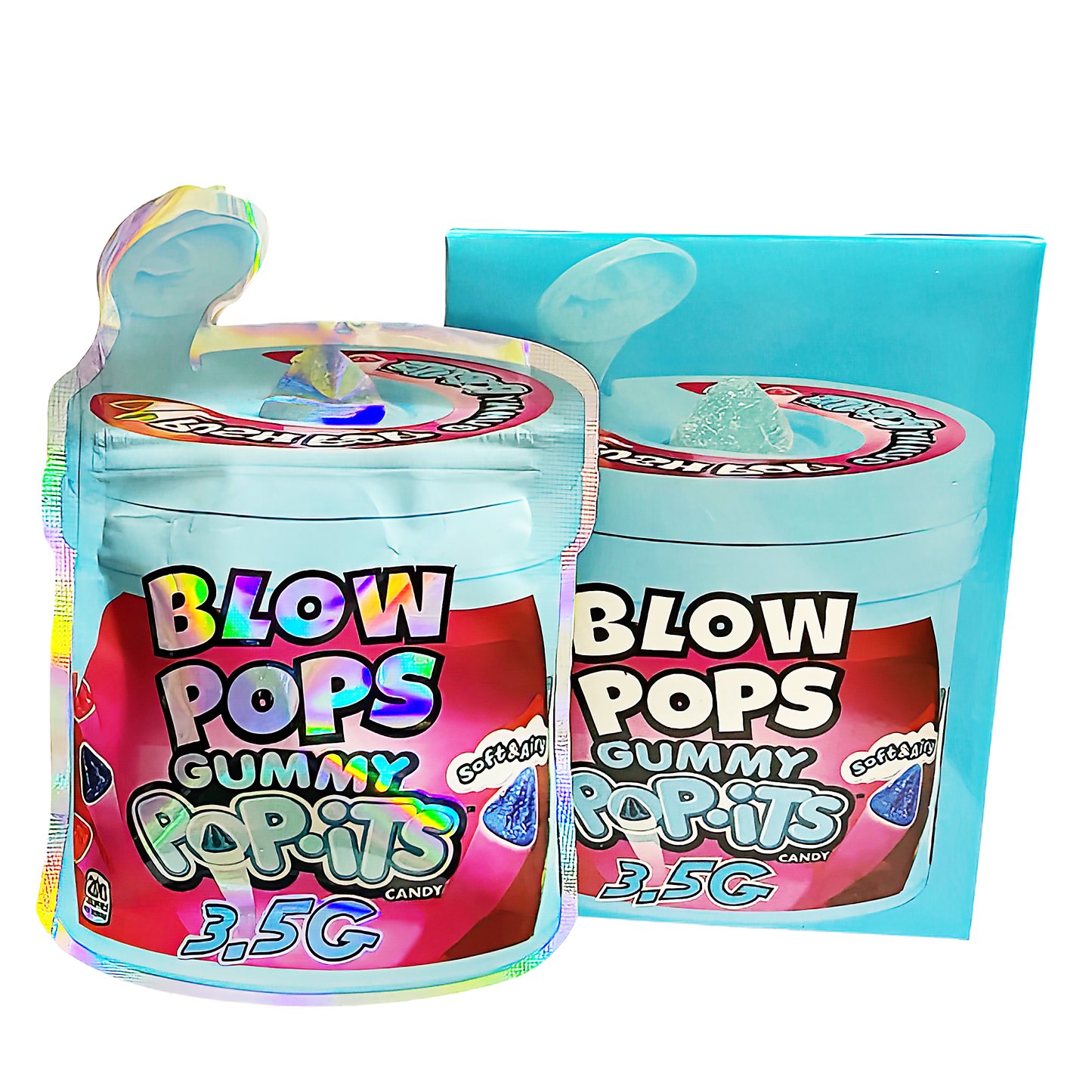 3.5g Shaped Mylar Storage Bag with Box - Blow Pops Gummy Popits (25 Storage Bags+25Boxes)