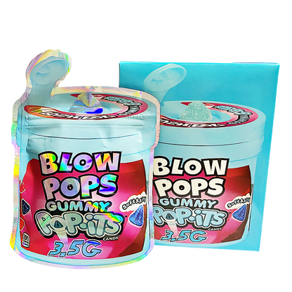 3.5g Shaped Mylar Storage Bag with Box - Blow Pops Gummy Popits (25 Storage Bags+25Boxes)
