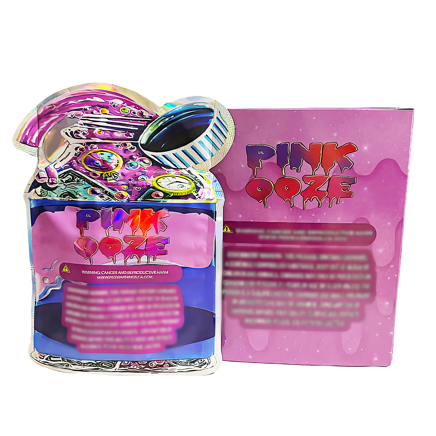 3.5g Shaped Mylar Storage Bag with Box - Pink Ooze (25 Storage Bags+25Boxes)