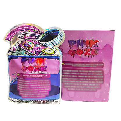 3.5g Shaped Mylar Storage Bag with Box - Pink Ooze (25 Storage Bags+25Boxes)