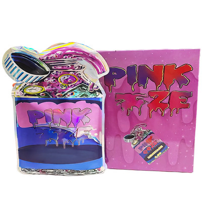 (25 Count) Decorative Zip Foil Pouches with Matching Boxes (4"x 5") Pink Liquid Art Design