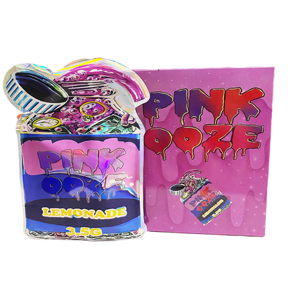 3.5g Shaped Mylar Storage Bag with Box - Pink Ooze (25 Storage Bags+25Boxes)