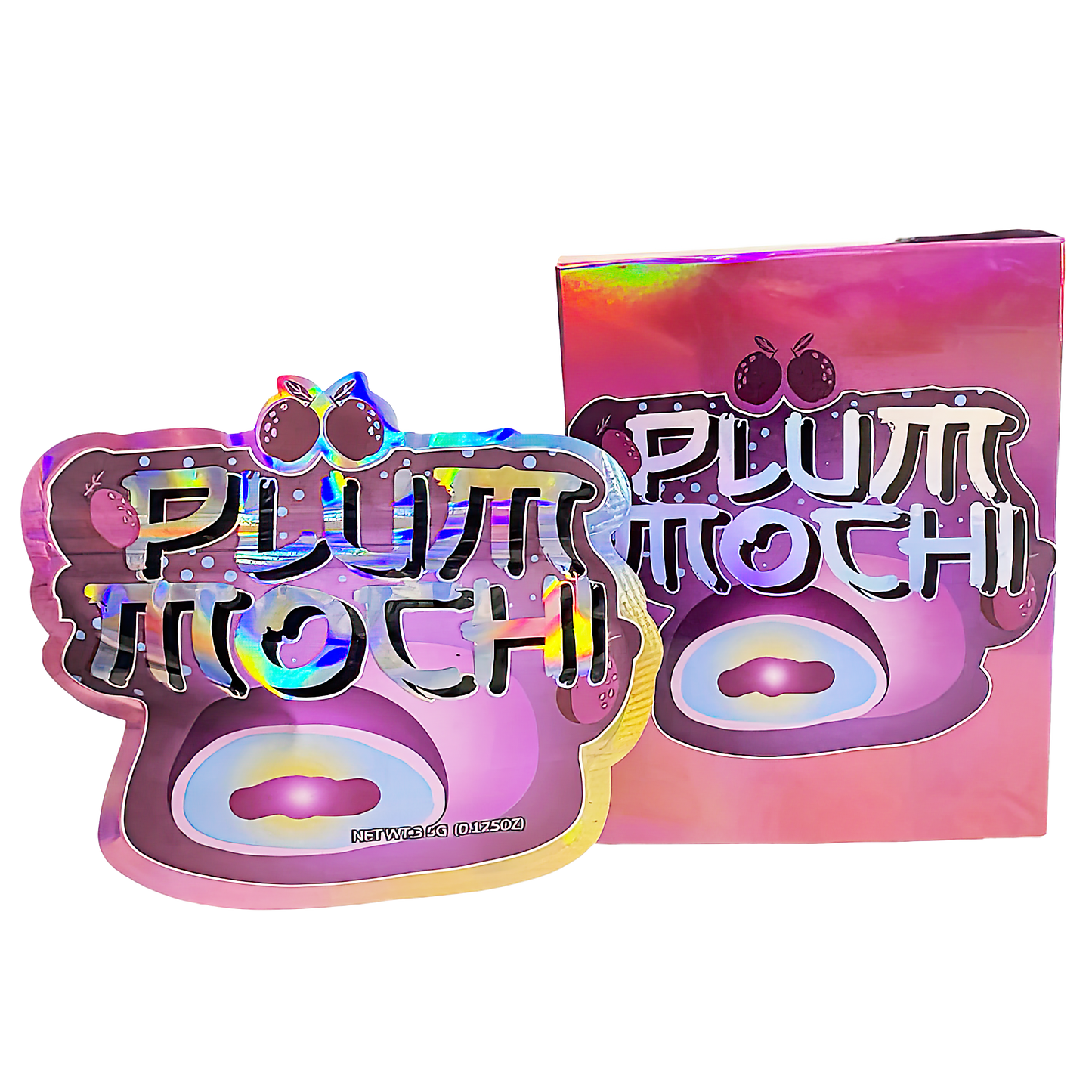 3.5g Shaped Mylar Storage Bag with Box - Plum Mochi (25 Storage Bags+25Boxes)