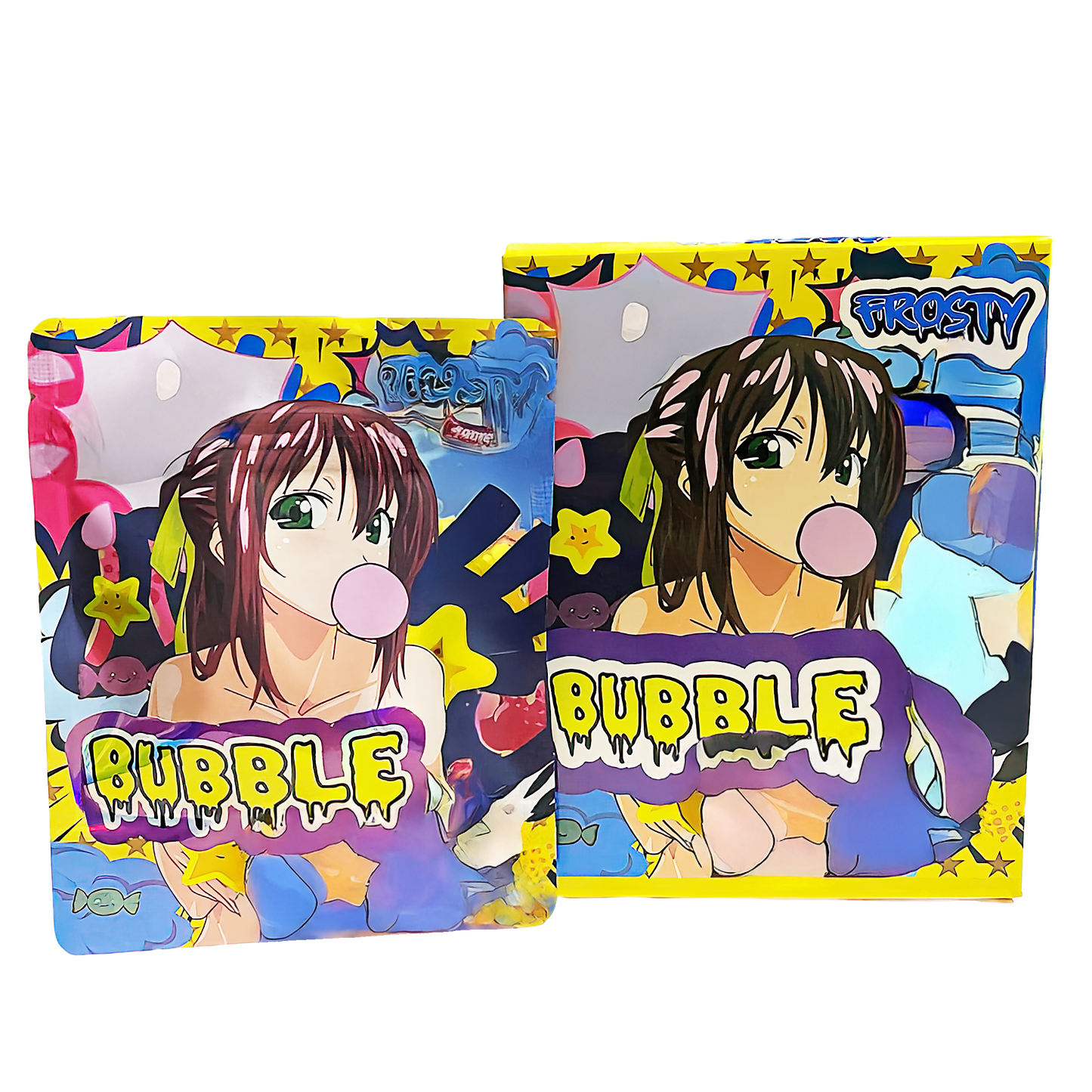 25 Pack 3.5g Shaped Bags & Boxes Set - Bubble Character Artwork Frosty