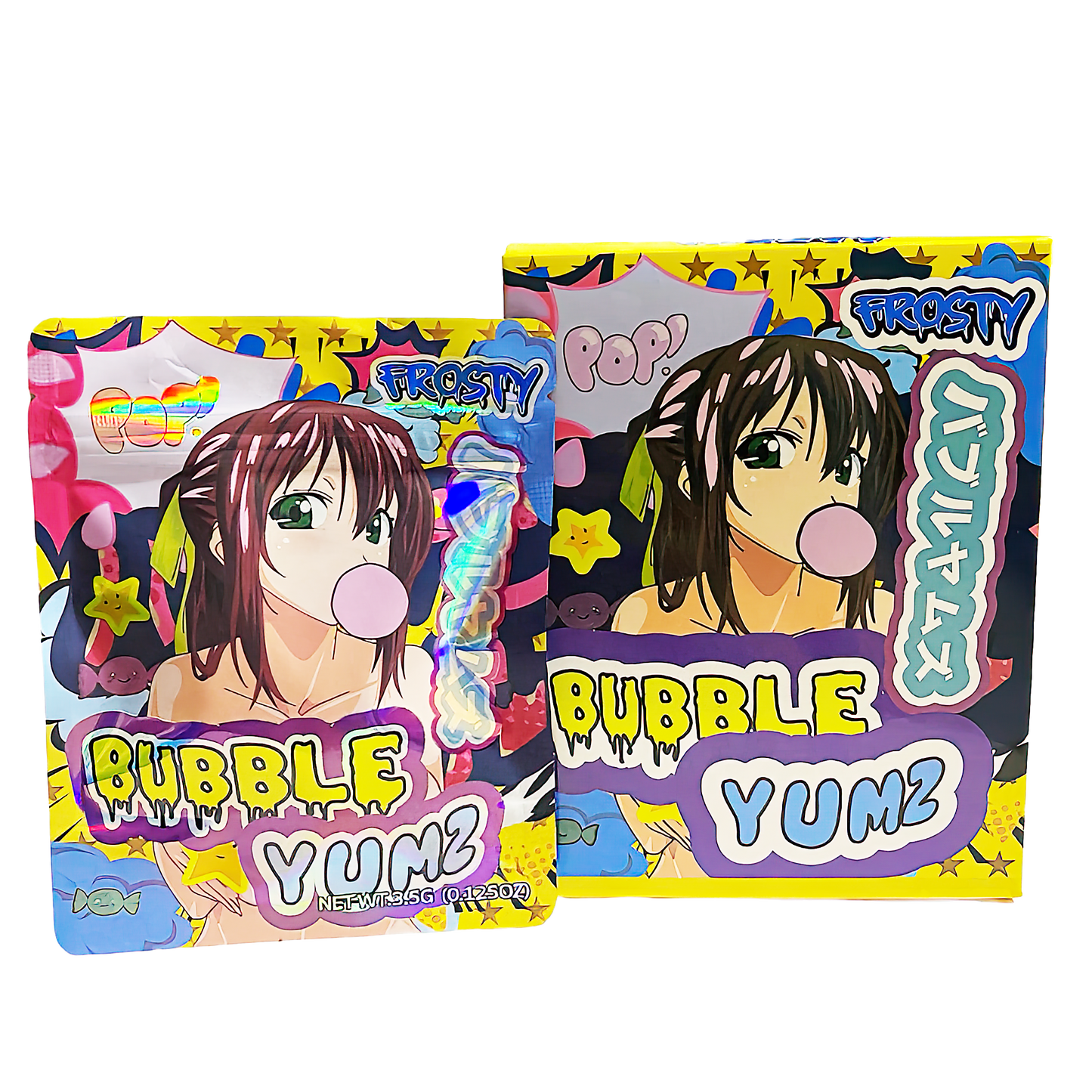 3.5g Shaped Mylar Storage Bag with Box - Bubble Yumz (25 Storage Bags+25Boxes)