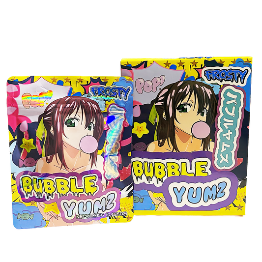 3.5g Shaped Mylar Storage Bag with Box - Bubble Yumz (25 Storage Bags+25Boxes)