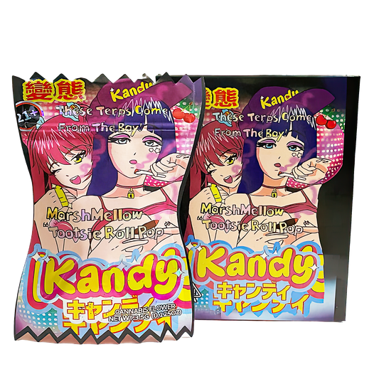 3.5g Shaped Mylar Bag with Box - Marshmellow Tootsie Roll Pop Kandy (25 Bags+25Boxes)