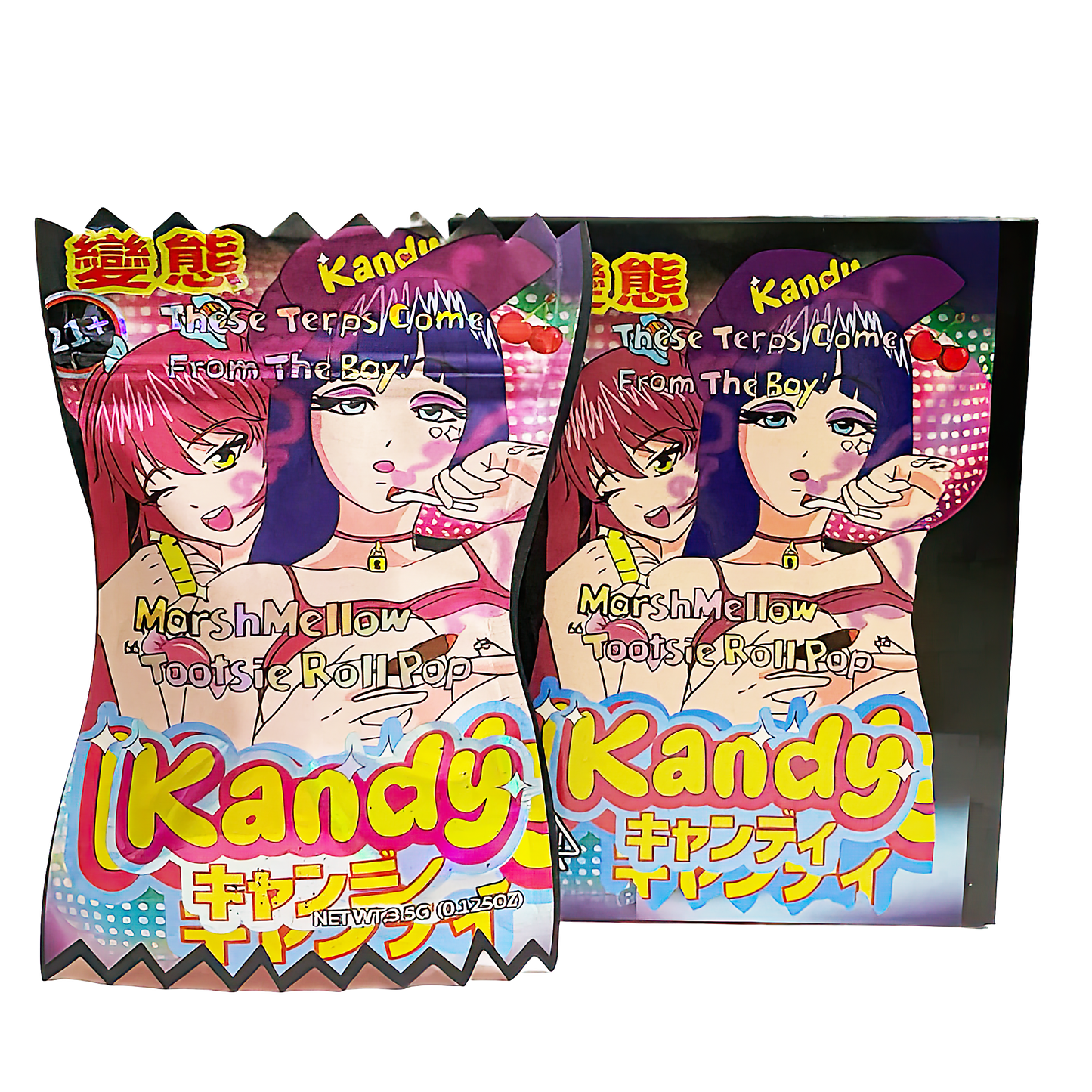 3.5g Shaped Mylar Storage Bag with Box - Marshmellow Tootsie Roll(25 Storage Bags+25Boxes)