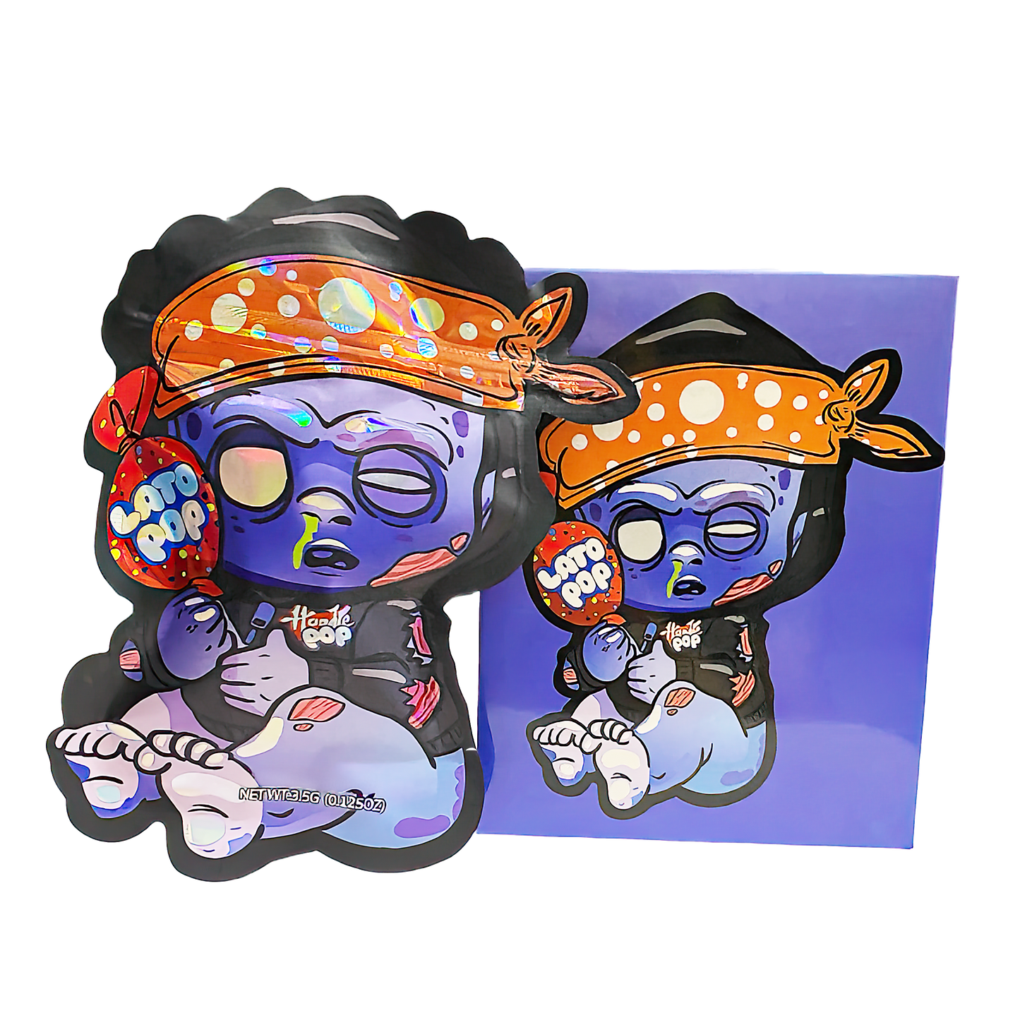 3.5g Shaped Mylar Storage Bag with Box - Latopop Hoodie Pop (25 Storage Bags+25Boxes)