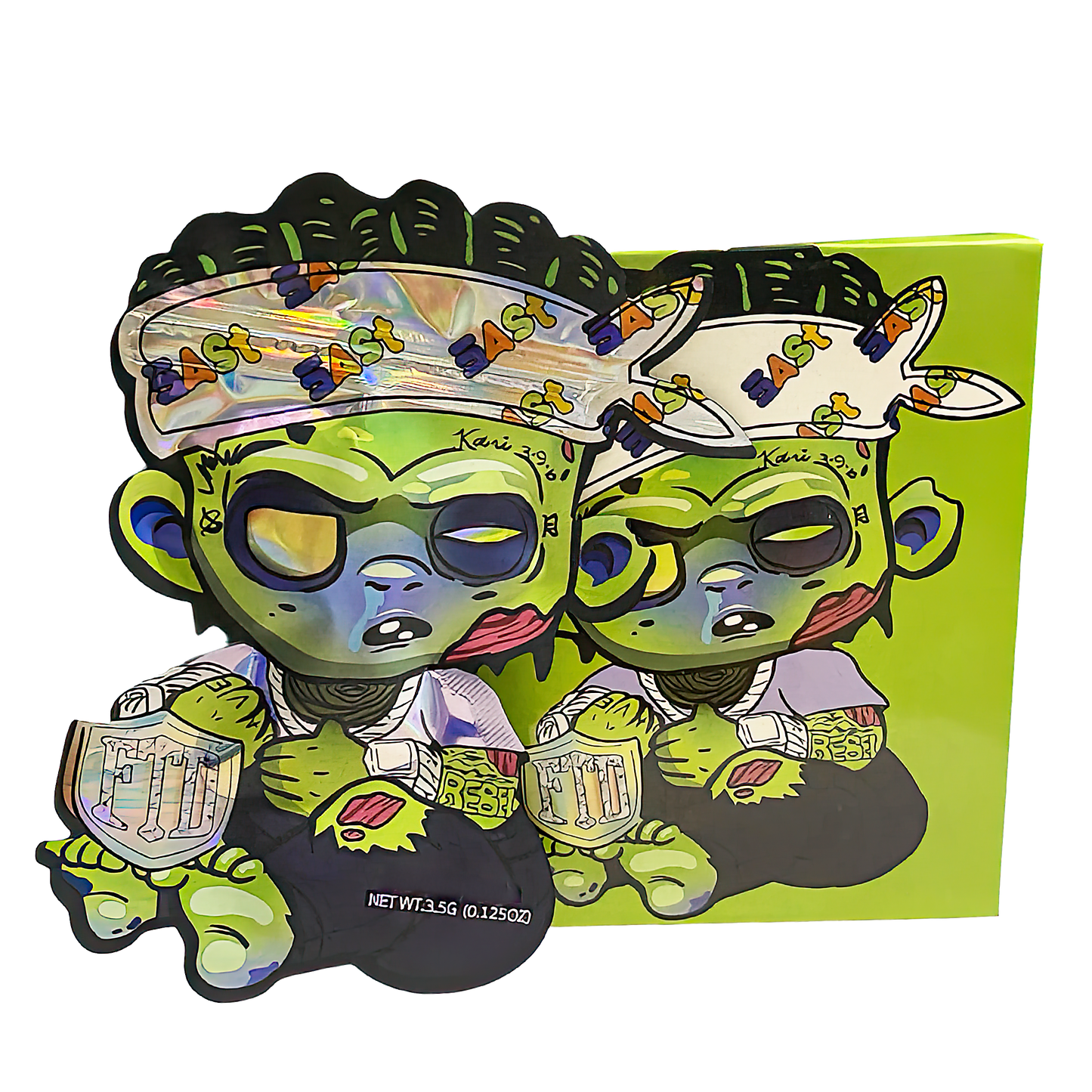 3.5g Shaped Mylar Storage Bag with Box - East FTD Rebel (25 Storage Bags+25Boxes)