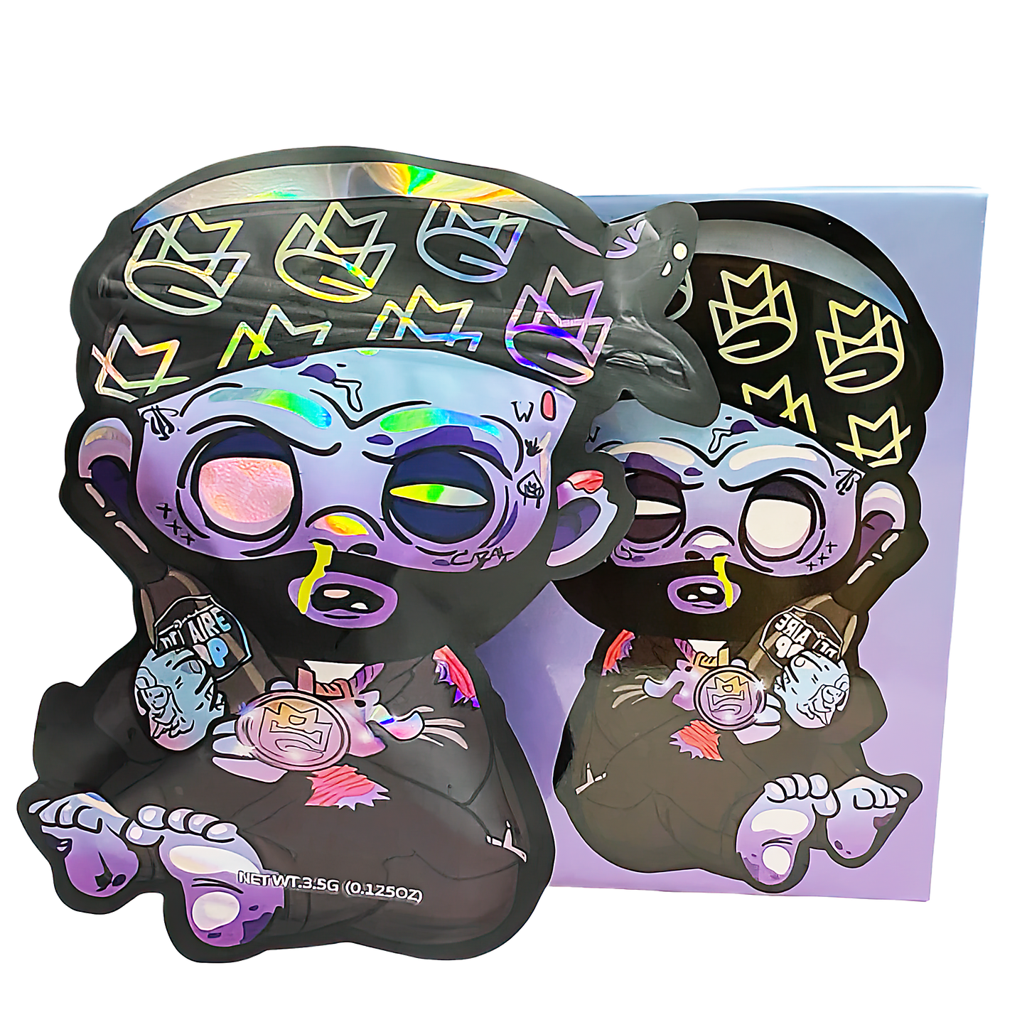 3.5g Shaped Mylar Storage Bag with Box - Air Pop Rebel (25 Storage Bags+25Boxes)