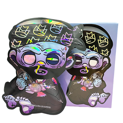 3.5g Shaped Mylar Storage Bag with Box - Air Pop Rebel (25 Storage Bags+25Boxes)