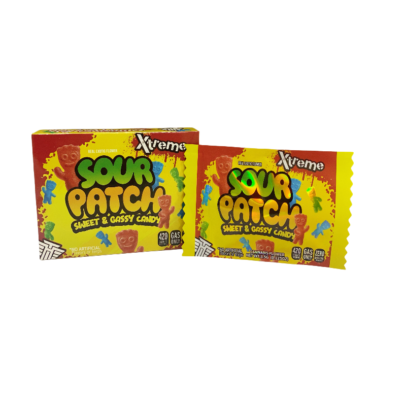 25 Pack 3.5g Shaped Bags & Boxes Set - High Tolerance Xtreme Sour Patch