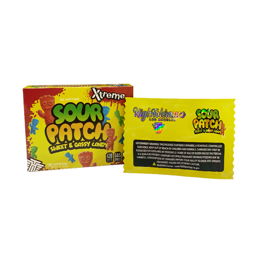25 Pack 3.5g Shaped Bags & Boxes Set - High Tolerance Xtreme Sour Patch