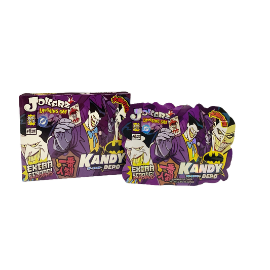 25 Pack 3.5g Shaped Bags & Boxes Set - Kandy Depo Jokerz Laughing Gas