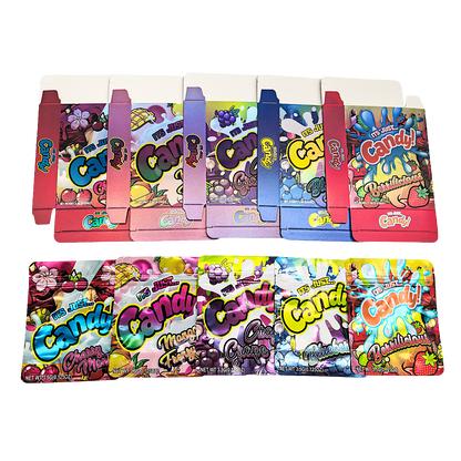 25 Pack – 3.5g Shaped Mylar Bags & Boxes Set (5 Design Mix) Its Just Candy Volume 1