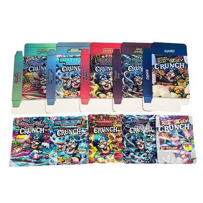25 Pack – 3.5g Shaped Mylar Bags & Boxes Set (5 Design Mix) Capt. Crunch