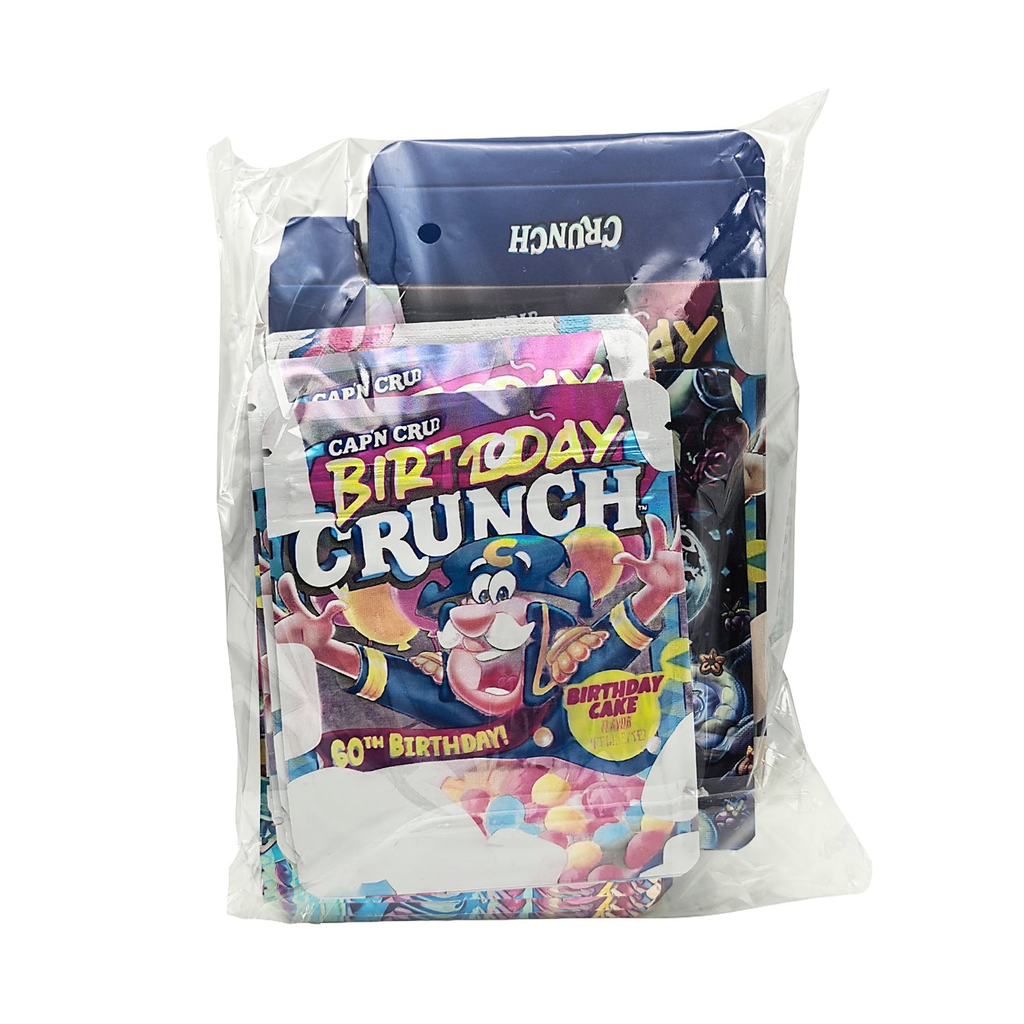 25 Pack – 3.5g Shaped Mylar Bags & Boxes Set (5 Design Mix) Capt. Crunch