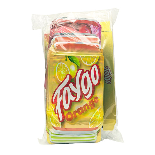 25 Pack – 3.5g Shaped Mylar Bags & Boxes Set (5 Design Mix) Faygo Sodas