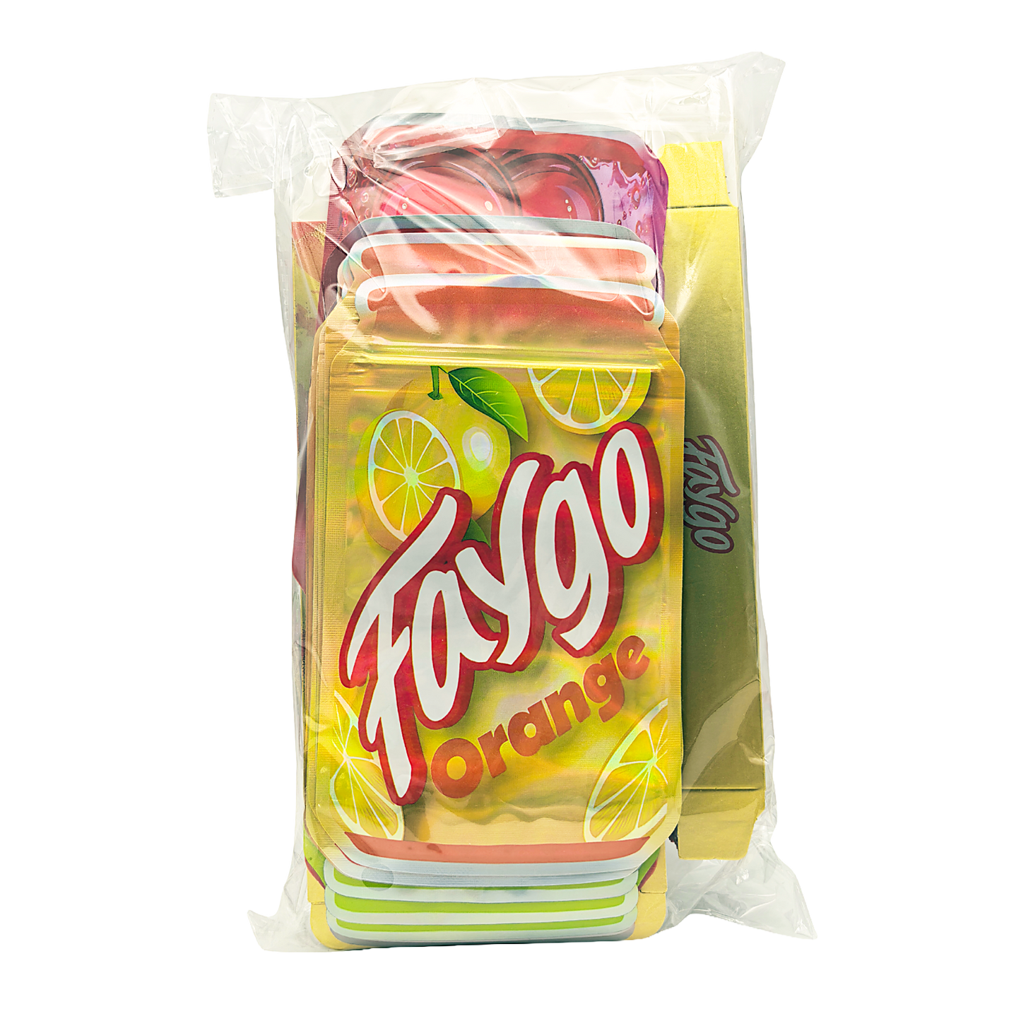 25 Pack – 3.5g Shaped Mylar Bags & Boxes Set (5 Design Mix) Faygo Sodas