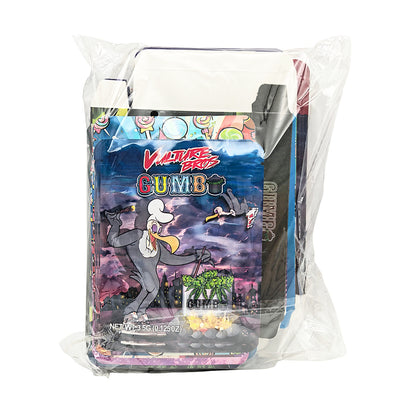 25 Pack – 3.5g Shaped Mylar Bags & Boxes Set (5 Design Mix) Gumbo Styles 3