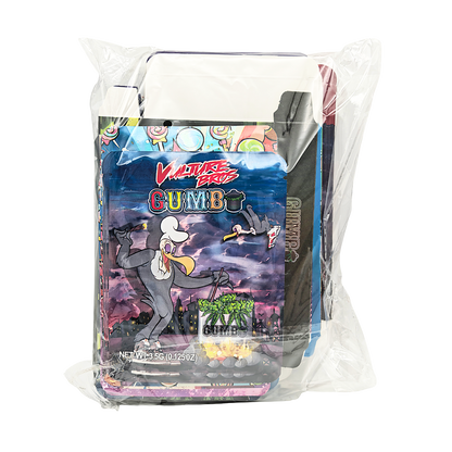 25 Pack – 3.5g Shaped Mylar Bags & Boxes Set (5 Design Mix) Gumbo Styles 3