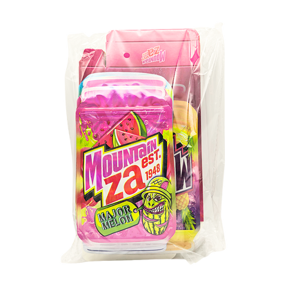 25 Pack – 3.5g Shaped Mylar Bags & Boxes Set (5 Design Mix) Mountain Za Sodas