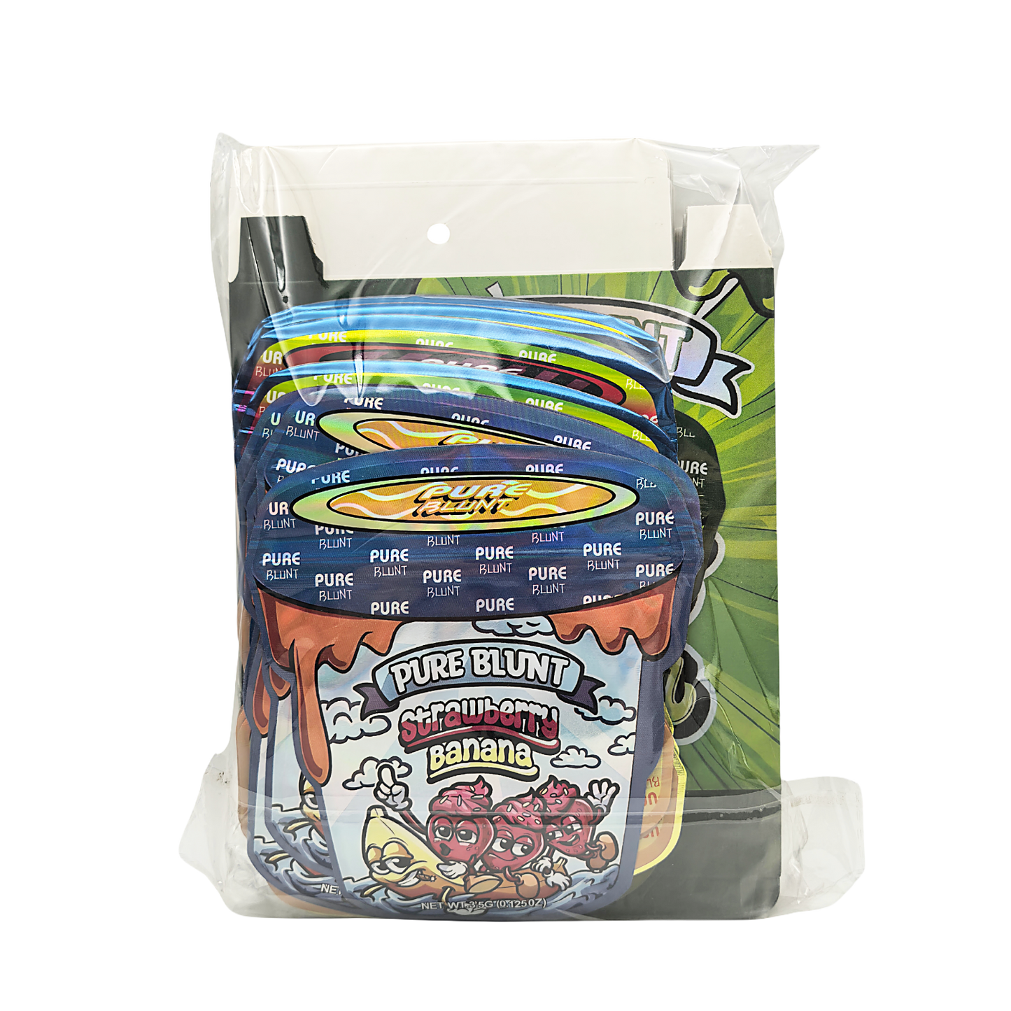 25 Pack – 3.5g Shaped Mylar Bags & Boxes Set (5 Design Mix) Pure Blunt Flavors