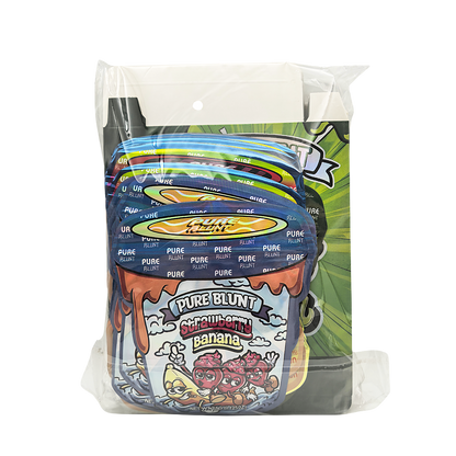 25 Pack – 3.5g Shaped Mylar Bags & Boxes Set (5 Design Mix) Pure Blunt Flavors