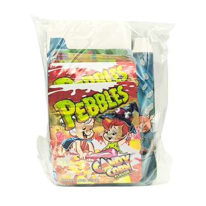 25 Pack – 3.5g Shaped Mylar Bags & Boxes Set (5 Design Mix) Pebbles Flintstones Style