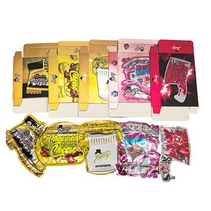 25 Pack – 3.5g Shaped Mylar Bags & Boxes Set (5 Design Mix) Runtz Styles 2