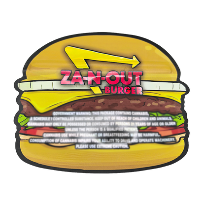50 Pack – 3.5g Special Die Cut Shaped Mylar Bag - Za-N-Out Burger