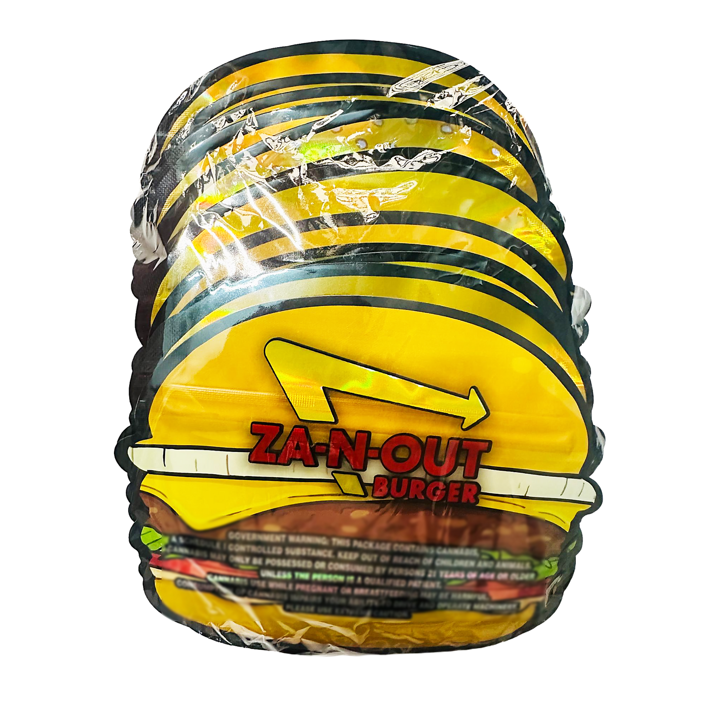 50 Pack – 3.5g Special Die Cut Shaped Mylar Bag - Za-N-Out Burger