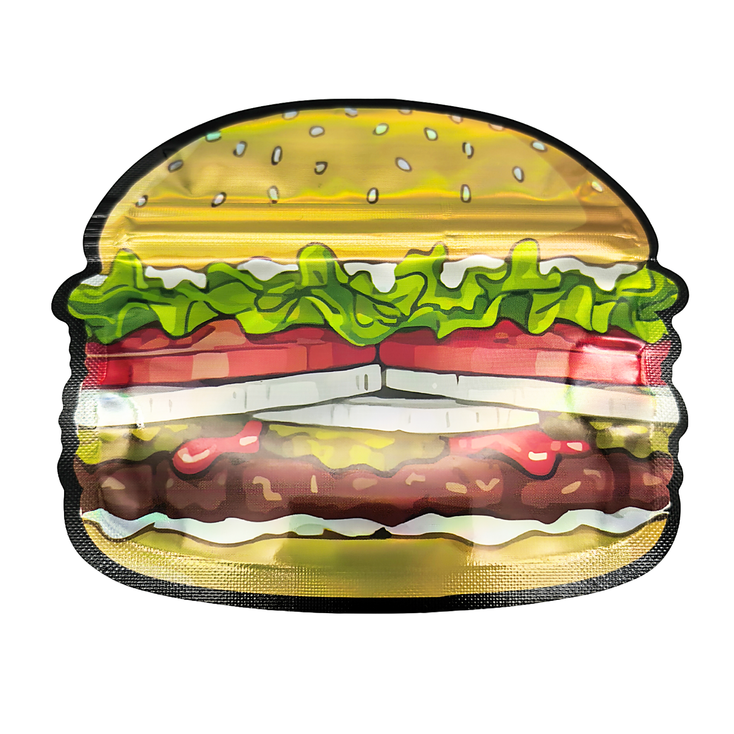 50 Pack – 3.5g Special Die Cut Shaped Mylar Bag - Zaza Burger