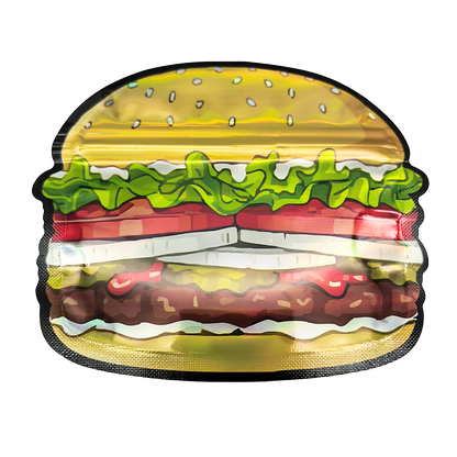 50 Pack – 3.5g Special Die Cut Shaped Mylar Bag - Zaza Burger