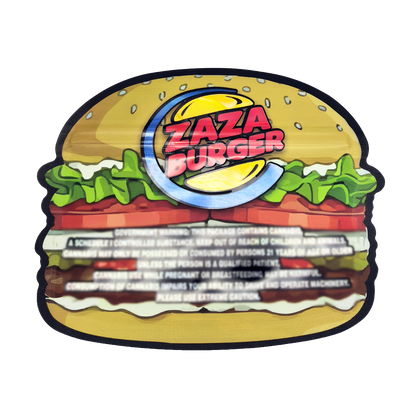 50 Pack – 3.5g Special Die Cut Shaped Mylar Bag - Zaza Burger