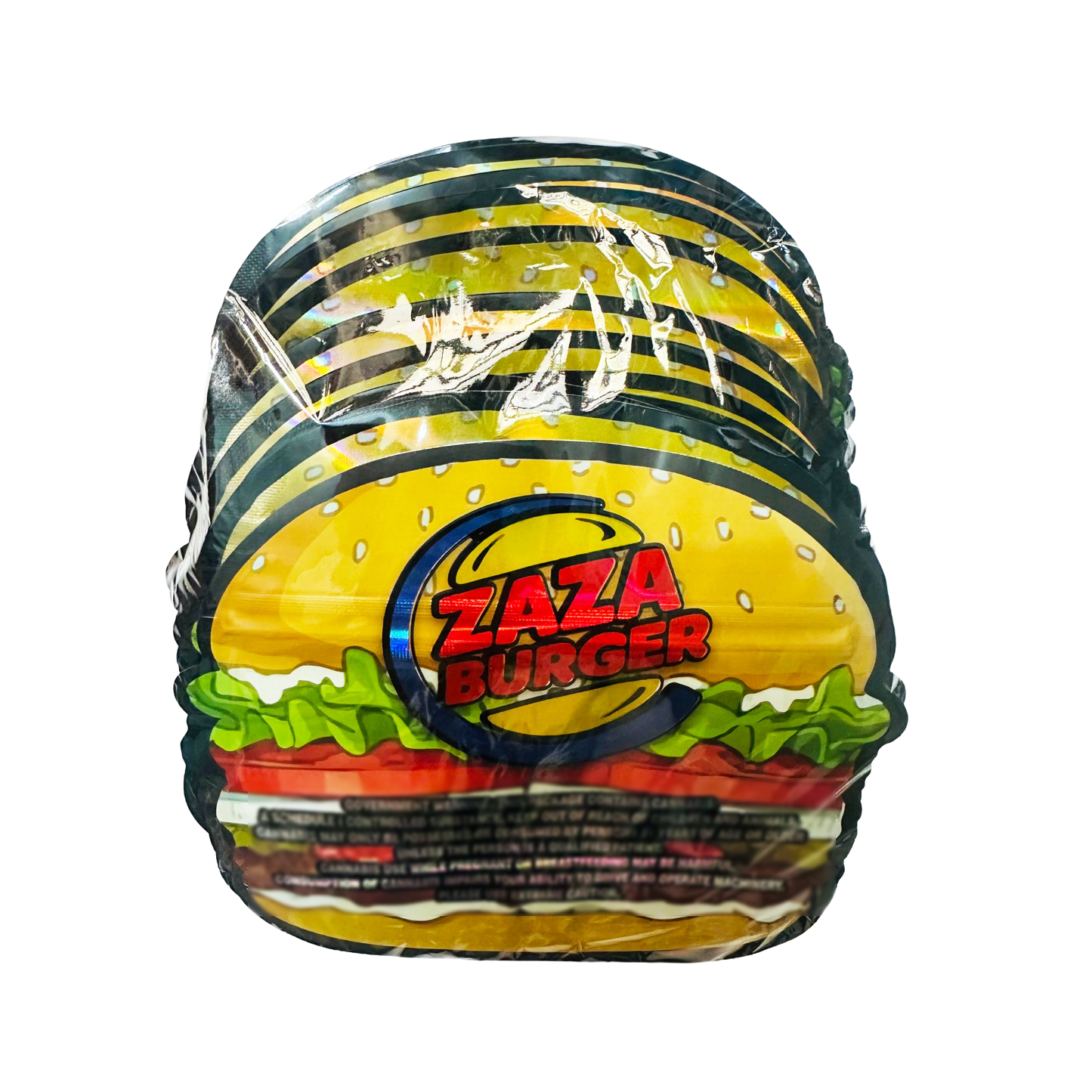 50 Pack – 3.5g Special Die Cut Shaped Mylar Bag - Zaza Burger
