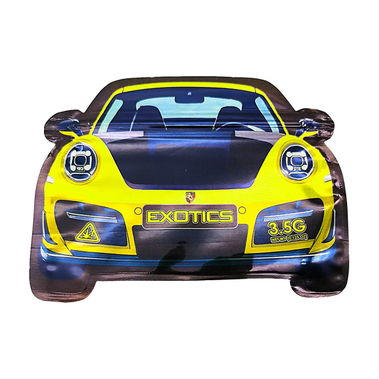 3.5g Shaped Mylar Bag - Yellow Porsche Car (50 Count)
