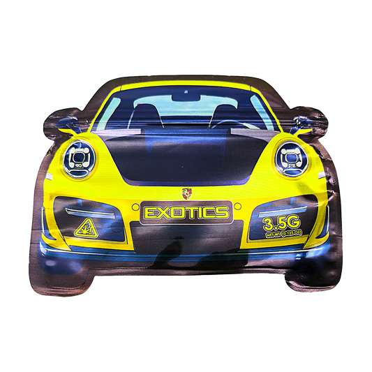 3.5g Shaped Mylar Bag - Yellow Porsche Car (50 Count)