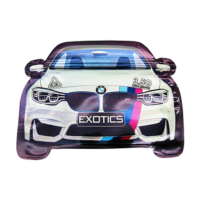 3.5g Shaped Mylar Bag - White BMW Car (50 Count)