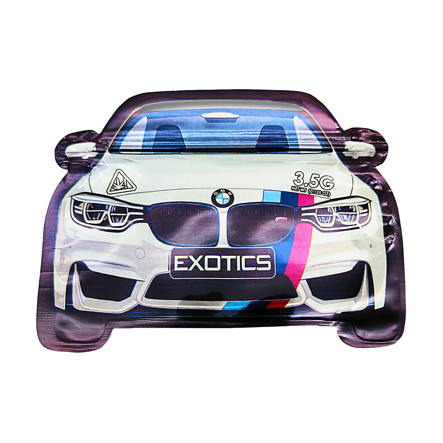 3.5g Shaped Mylar Bag - White BMW Car (50 Count)