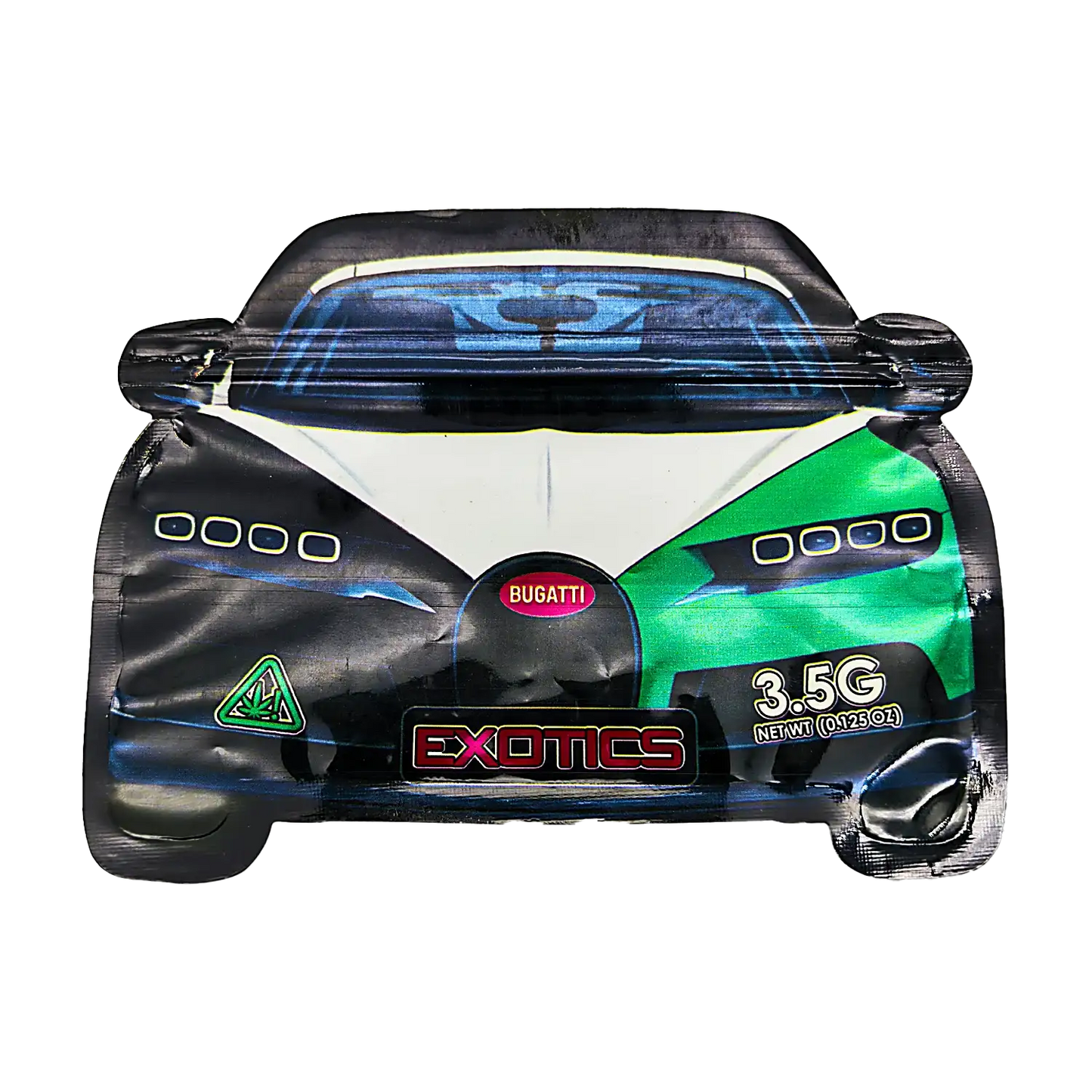 3.5g Shaped Mylar Bag - White Bugatti Car (50 Count)