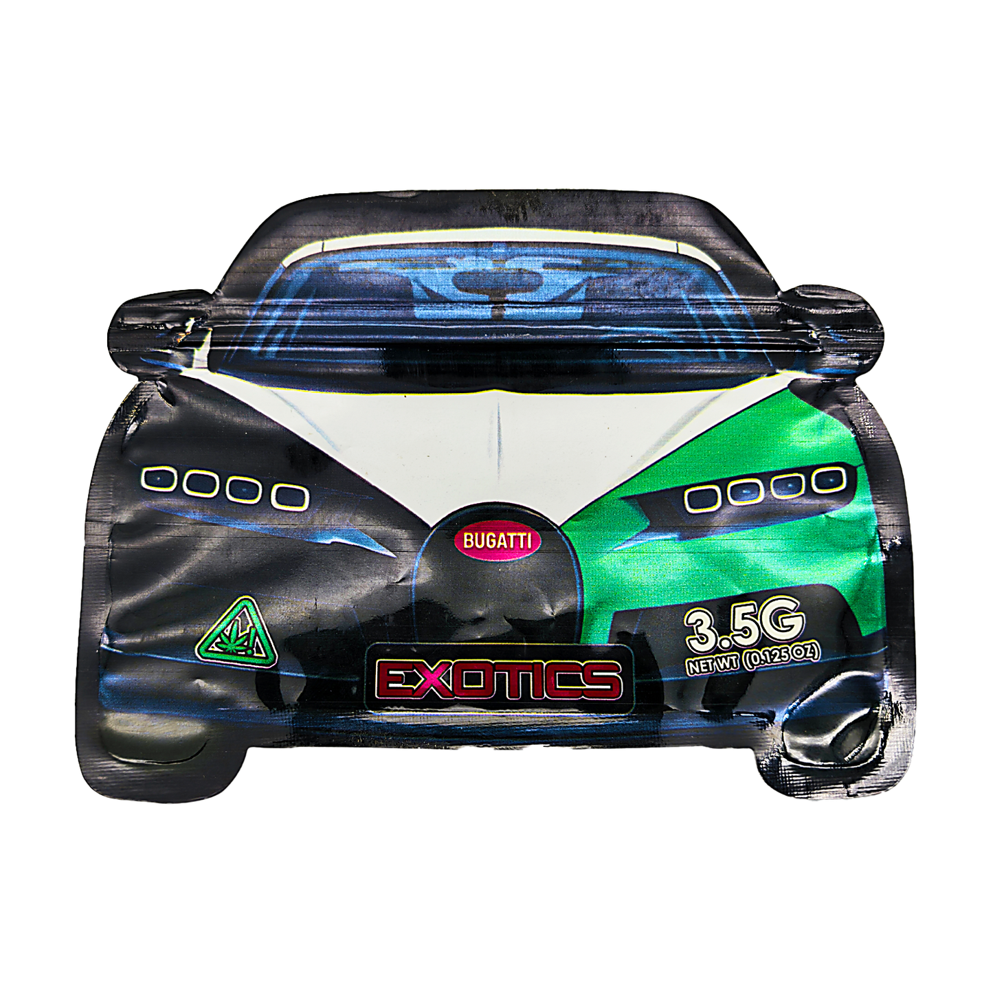 3.5g Shaped Mylar Bag - White Bugatti Car (50 Count)