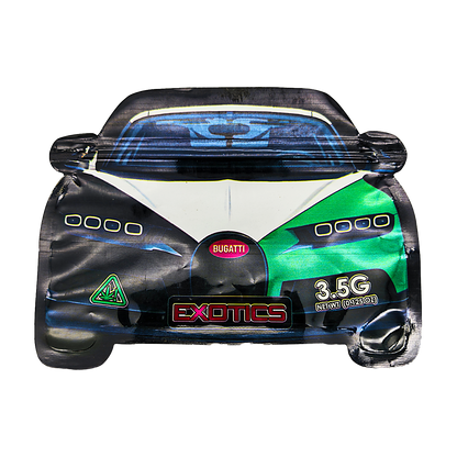 3.5g Shaped Mylar Bag - White Bugatti Car (50 Count)