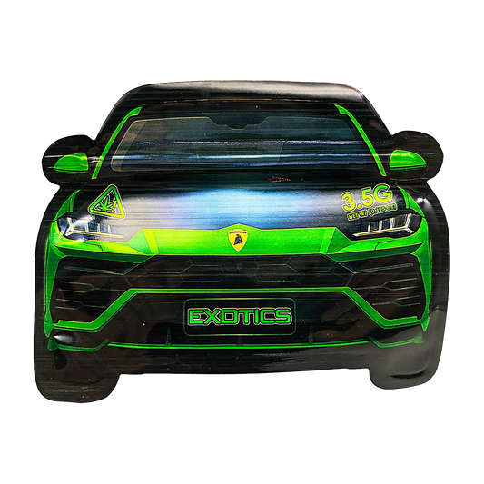3.5g Shaped Mylar Bag - Green Lamborghini Car (50 Count)